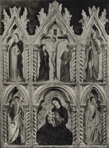 Anonimo — Anonimo veneziano - sec. XIV - Madonna dell'Umiltà; Crocifissione di Cristo; Santi — insieme
